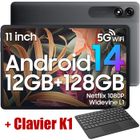 Blackview Tab 90 WiFi Tablette Tactile 10.9" HD+ IPS Android 14 2.4G+5G WiFi, 12 Go + 128 Go-SD 2 To 8200mAh Gris Avec Clavier K1
