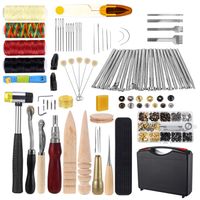 TTLIFE 128 pièces Kit d'outils en cuir, outils et fournitures avec outils d'estampage du cuir, outil de travail du cuir