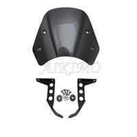 (Noir) Motorcycle pare-brise Écran Déflecteur de vent avec stents convaincus pour Benelli Leoncino 250 Accessoire de moto