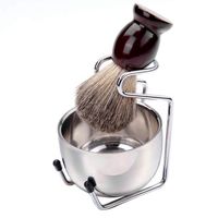 DAMILY® 3 en 1 Kit de Rasage Homme - Blaireau/Titulaire/Bols pour Savon à Barbe - Rasage Accessoires Homme Facial Outils Propres