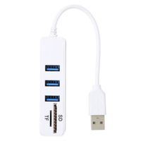 HURRISE - Adaptateur USB haute vitesse - Multi USB 2.0 Hub - Lecteur de carte SD - Blanc