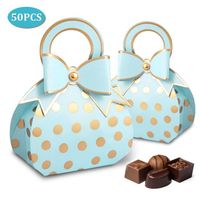 50 PCS Boîte à Dragées-coffret cadeau de mariage-Boite de bonbons-bleu-forme de sac à main-avec arc-pour les fêtes-anniversaires