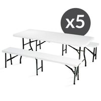 Table et bancs pliables 8 places 180 cm - Lot de 5 - MOB EVENT PRO - Urbain - Métal - Meuble de jardin