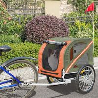 PEACHES Remorque de vélo 137*73*90cm Vélo pour chien Fenêtres en maille pour la circulation de l'air Orange