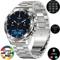Montre Connectée Homme XtraDiTech Bracelet Acier Inoxydable Argenté Écran AMOLED Appel Bleutooth Assistant Vocal Micro HautParleur