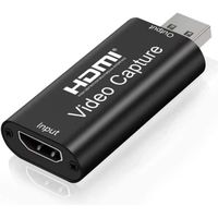 Cartes de Capture Audio vidéo, 1080p Adaptateur HDMI vers USB, Carte Portable Plug & Play Capture pour Streaming vidéo en Direct