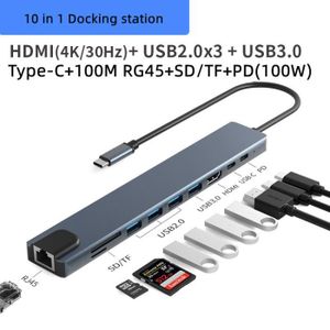 StarTech.com Adaptateur Multiport USB-C - USB Type C vers HDMI 4K,  Alimentation 100W Passthrough, SD/MicroSD, Hub USB 3 Ports US