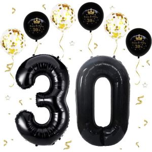 Ballons Happy Birthday Or Noir 30cm 6pcs - Partywinkel