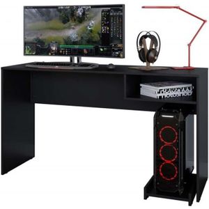 Devoko Bureau Gaiming Bureau Gamer Informatique Table avec Porte-Boisson et  Porte-Casque,160 cm Noir