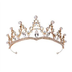 Handcess Mariage Tiare Couronne et feuille dor Baroque Queen Princesse Bandeau pour mari/ée femmes et filles