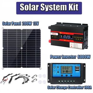 ACCESSOIRES POUR PANNEAUX SOLAIRES  Kit de Panneaux solaires 200W 100A Contrôleur de 
