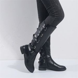 Chaussures femme bottes hautes en Daim Synthétique Boucle Bloc Talon Moyen Bottes Cavalières Pointure 