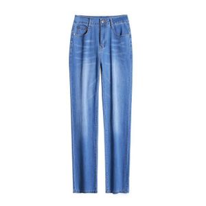 Jeans Femmes Taille Haute Elastique Coupe Droite Straight