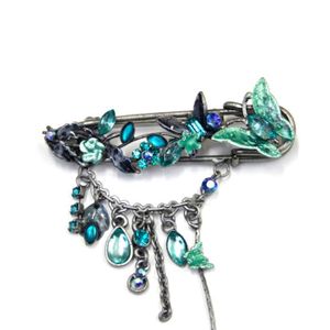 Broche épingle à Nourrice - Sucette Bleue Cœur - Résine Métallisée - Fait Main