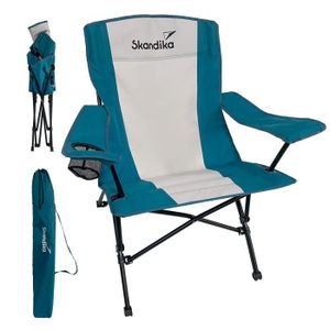 CHAISE DE CAMPING Chaise de camping pliante - Skandika Kolari - avec porte-gobelet, sac de transport et larges accoudoirs | Chaise de pêcheur pliante