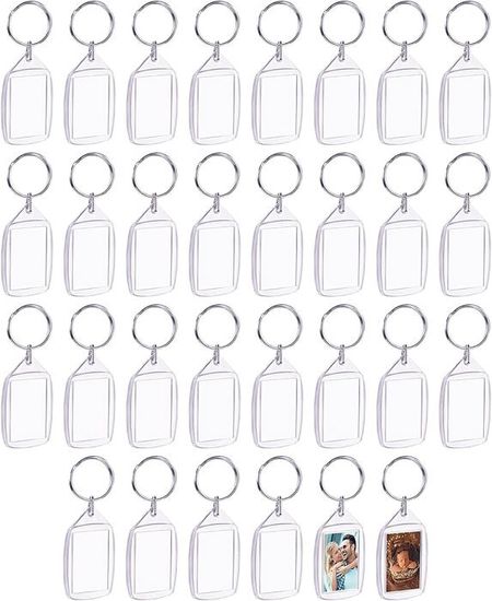 Porte-clés Photo En Acrylique Transparent - Lot De 10 Vierges à Personnaliser, Avec Anneau Brisé
