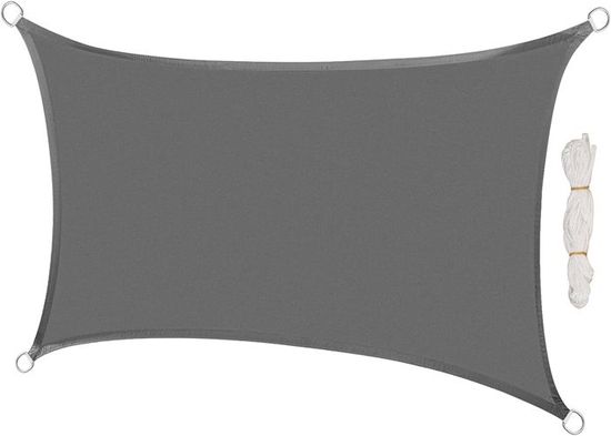 Voile D'ombrage Rectangulaire 2x3m NINGESHOP - Toile PES Imperméable, UV Protection, Avec Cordes (Gris)
