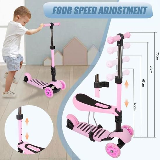 Trottinette 3 En 1 Pour Enfant Avec Siège Et Lumières LED - Joue De La Musique, Fabrication Royaume-Uni