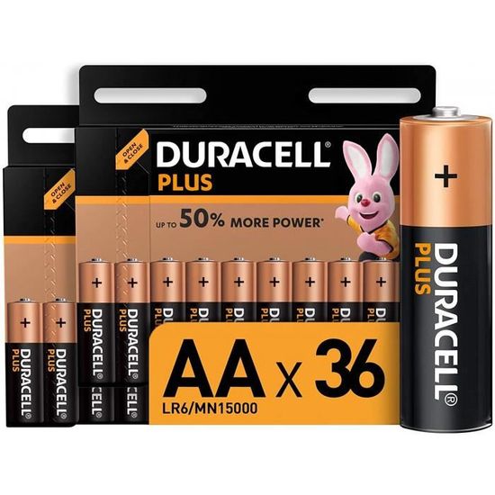 Duracell Plus Power Piles Alcalines type AA Lot de 4 piles 