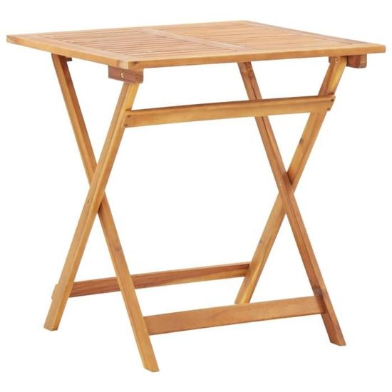 Table de jardin pliante en bois d'acacia massif - Haute qualité - 70x70x75 cm - Pliable