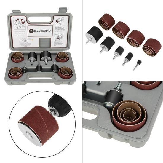 Kit Ponceuse à Bol Pour Tour à Bois - 75 Disques Abrasifs Auto-agrippants (grains 60 à 320) - Diamètre 1/2/3 Pouces - Poignée Bois Et Tête Réglable - 8