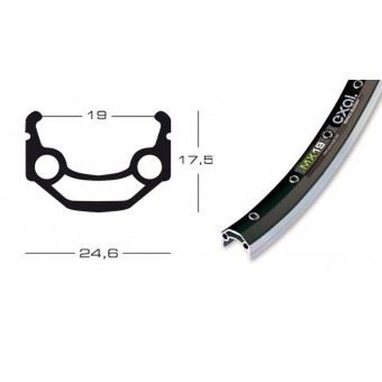 Jante alu velo EXAL MX 19 26P 36 trous noir Paroi double Freinage patin Diametre valve 8 5mm Cdiscount Sport