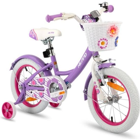 HILAND Velo Enfant 12 Pouces pour Fille de 2 4 Ans avec Panier et Roues stabilisatrices Violet Cdiscount Sport