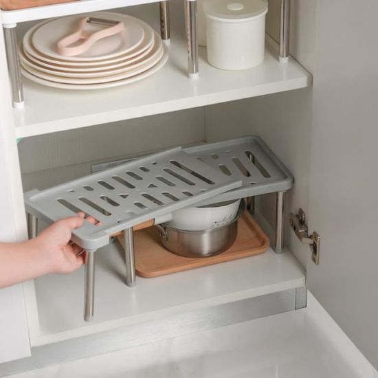 Étagère de rangement pour placard à la maison réglable pour économiser  l'espace de cuisine Blanc - Cdiscount Maison
