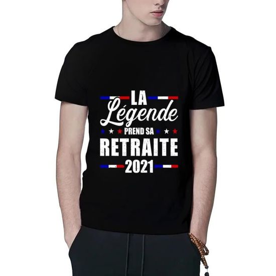 T Shirt Homme Humour La Legende Prend Sa Retraite 21 Noir Cdiscount Pret A Porter