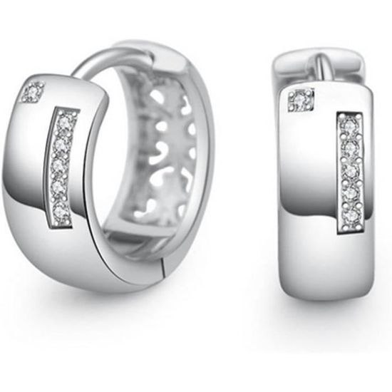 Boucles D'Oreilles En Argent 925° Punto Luce 3mm Avec Zircons - Unisexe (Homme/Dame) - Marque Cuba Gioielli - Italie