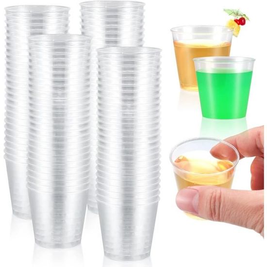 Vegena Lot de 100 verres à liqueur en plastique rigide - 50 ml - Réutilisables - Gobelets à shot - Gobelets de fête pour anniversaires, dégustations, Noël