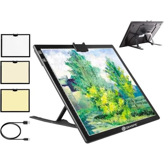 Tablette Lumineuse LED A3 VEVOR - Table à Dessin Rechargeable 6 Niveaux Luminosité Pour Traçage Et Art