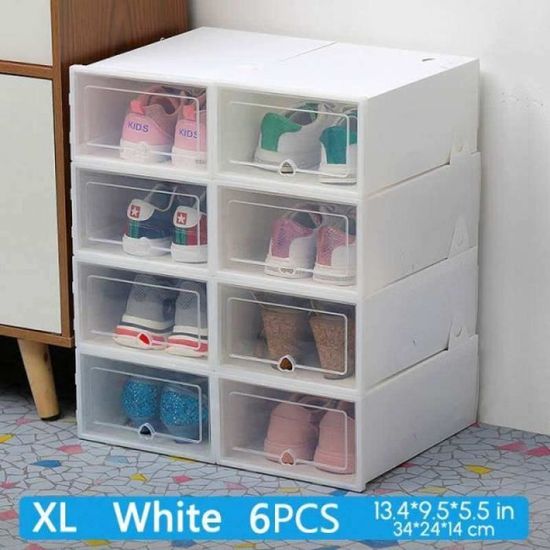 Lot De 6 Boîtes à Chaussures Transparentes Empilables Parliky - Dimensions 33x23.5x13.5 Cm - Rangement Placard Et Tiroir