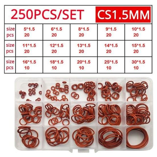 Lot De 245 Joints Toriques En Silicone - Tailles M6 à M30 - Pour Plomberie, Automobile, Gaz, Huile - Boîte De Rangement