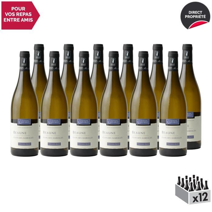 Beaune Clos des Mariages Blanc 2018 - Lot de 12x75cl - Domaine Cauvard - Vin AOC Blanc de Bourgogne - Cépage Chardonnay