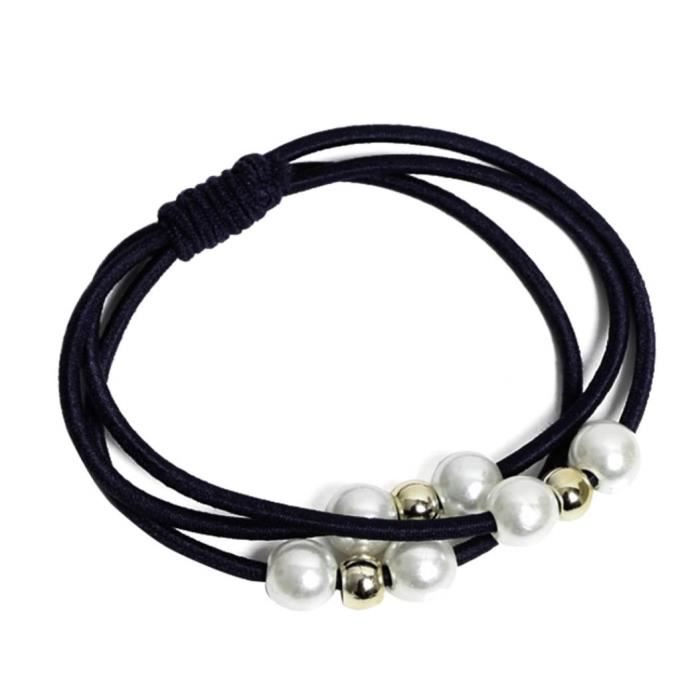 1096971 Fille Femmes Faux Perle Bague De Cheveux Noué Corde Perlée Triade Hairband Bijoux Cadeau Noir