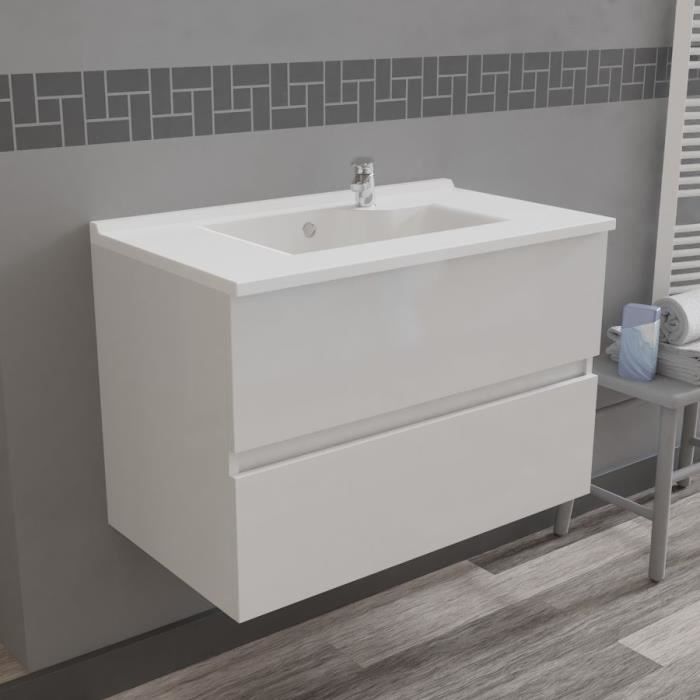 Caisson simple vasque ROSALY 80 - Blanc brillant