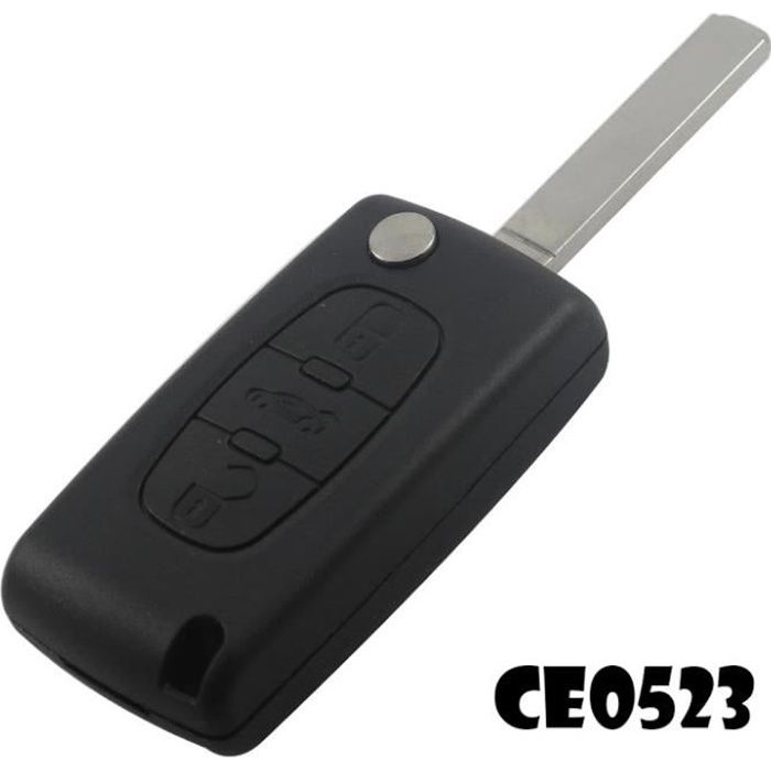 Cle plip pour peugeot 3 boutons coffre 807 partner expert ce0523 lame sans rainure coque telecommande @pro-plip