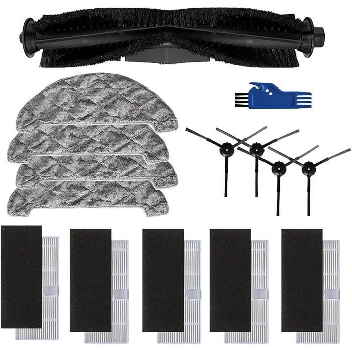 TeKeHom Kit d'accessoires pour Ultenic D5-D5s, 4 brosses latérales, 1 brosse à rouleau, 4 chiffons de serpillière, 5 filtres p,273