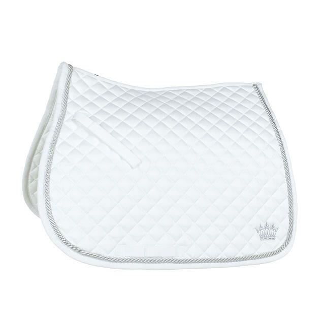 HORZE Tapis de selle mixte chabraque avec cordelette argent pour chevaux - Taille Poney - Blanc