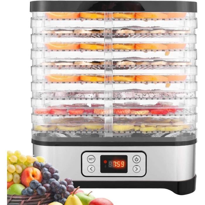 COOCHEER Déshydrateur Aliment 8 Plateaux, Déshydrateur de Légume de Fruit avec Minuterie et Réglages de Température, écran à LED, 40
