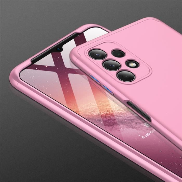 Coque Samsung Galaxy A32 (4G), Rose Or Avec Protection d'écran Film Silicone Légère 360 Degrés de Protection Totale