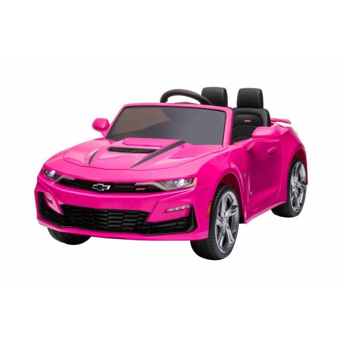 Voiture électrique Chevrolet Camaro, rose, sous licence d'origine, alimenté par batterie 12 V, portes qui s'ouvrent, siège en cuir