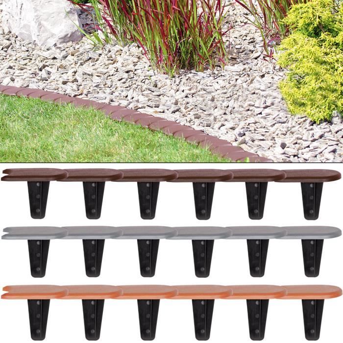 4x Bordures de jardin - 15,2m de Bordure de jardin Marron - Délimitation Pelouse Parterre Massif Fleurs Plante – Jardin