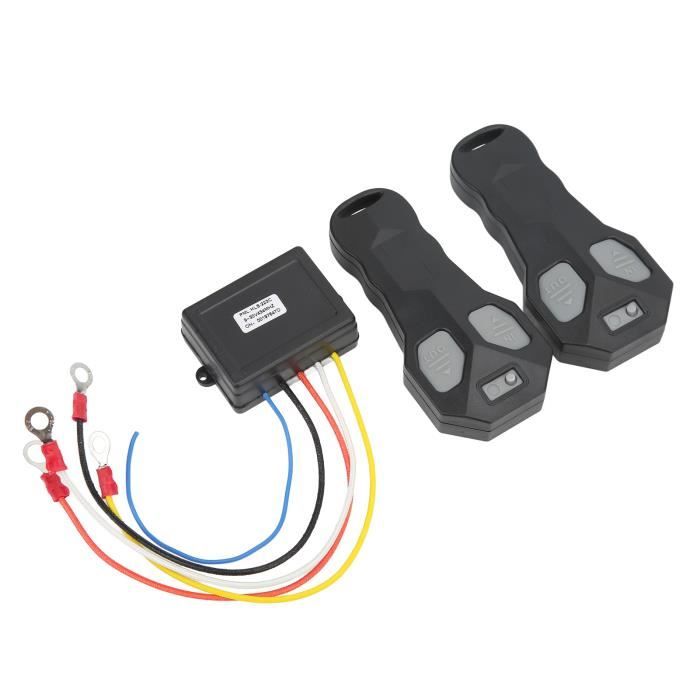 Dioche Contrôleur de treuil électrique Kit de télécommande de treuil sans fil avec indicateur de portée 75 pieds 12V