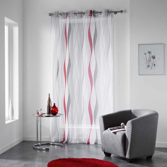 CDaffaires Panneau a oeillets 140 x 240 cm voile imprime transfert ondulys Rouge