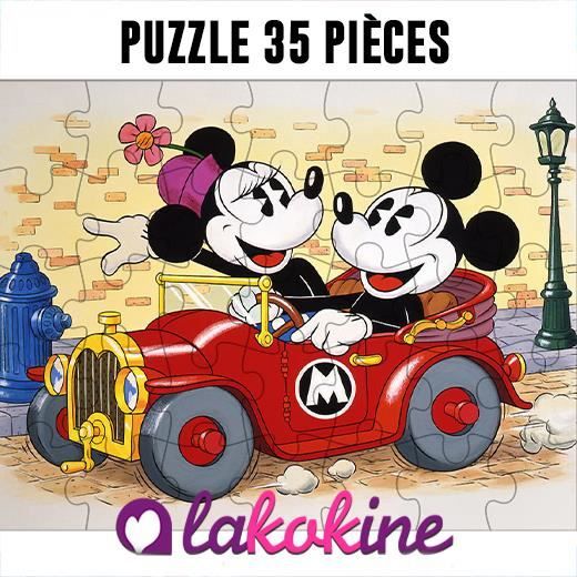 Puzzle 35 Pièces Minnie et mickey mouse car