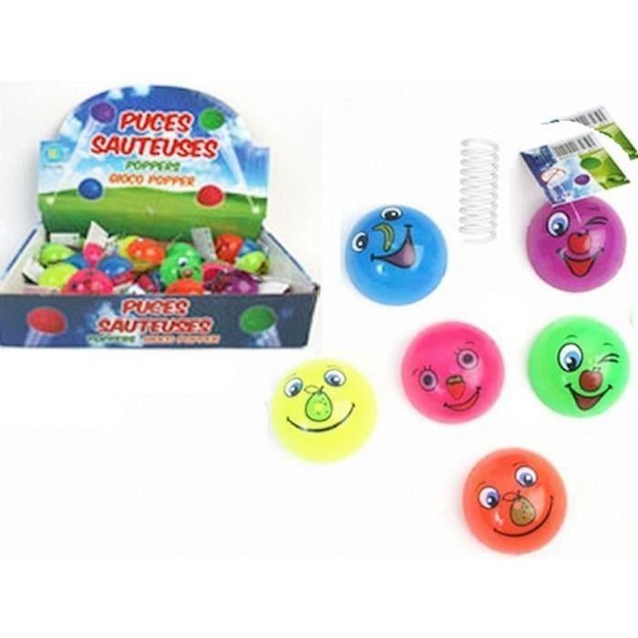 Lot de 2 Puce Sauteuse 4,5 cm Coloree Visage - Jeu Jouet Enfant Récréation Bondir - 200