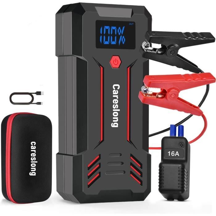 careslong Booster Batterie, 2200A 24000mAh Portable Jump Starter (Jusqu’à 6.0L Essence/5.0L Gazole) Démarrage de Voiture avec Pinces