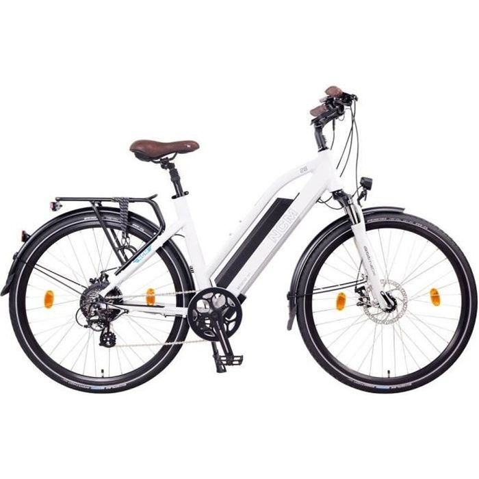 Vélo Electrique Trekking 28'' NCM Milano, Batterie 48V 13Ah, 7 vitesses, Blanc